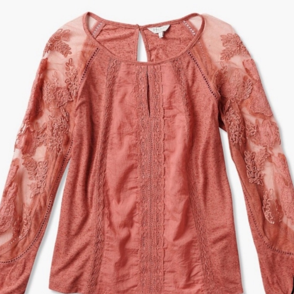 Lucky Brand Lace Mix Embroidered Top